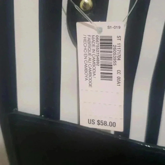 Victoria's Secret Black White Stripe Tote - Picture 3 of 7